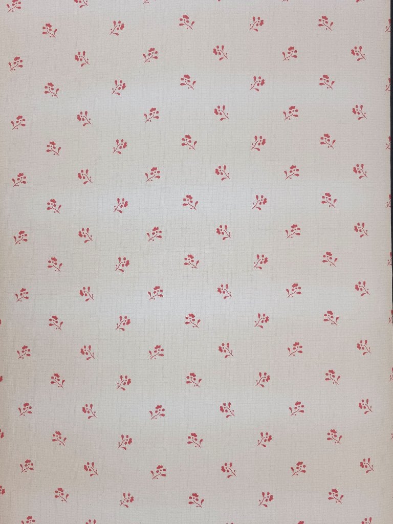 5616 vintage bloemenbehang rood op geel verkleurd swiet, Ophalen of Verzenden, Rood