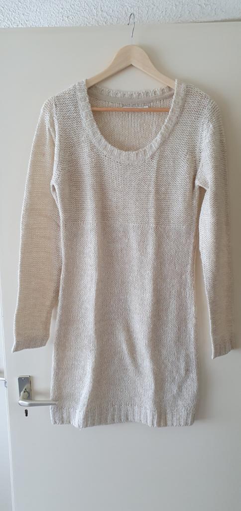 ONLY ECRU GROF GEBREIDE LANGE TRUI/JURK MAAT M, Maat 38/40 (M), Only, Wit, Nieuw