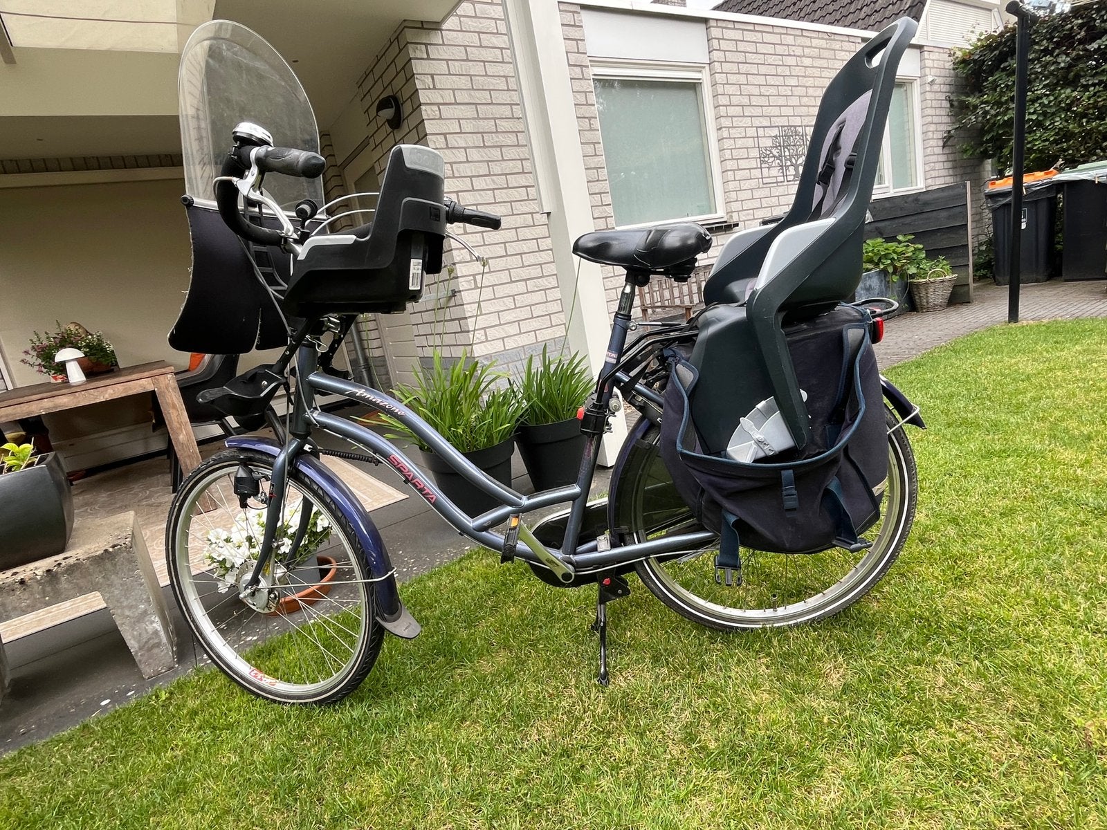 Sparta blauwe moederfiets, Ophalen, 2 zitjes, Sparta, Gebruikt