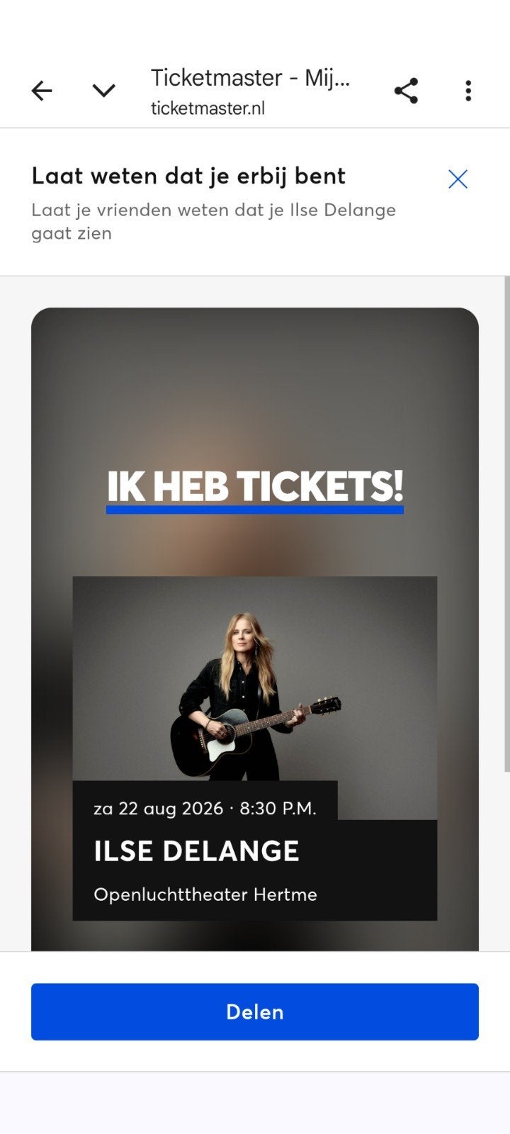 kaartje Ilse DeLange Ilse de lange hertme, Eén persoon, Augustus