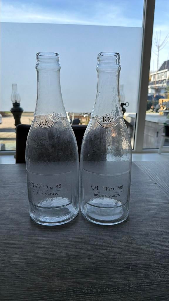 2 grote decoratieve flessen riviera maison, Ophalen of Verzenden, Zo goed als nieuw, Overige typen