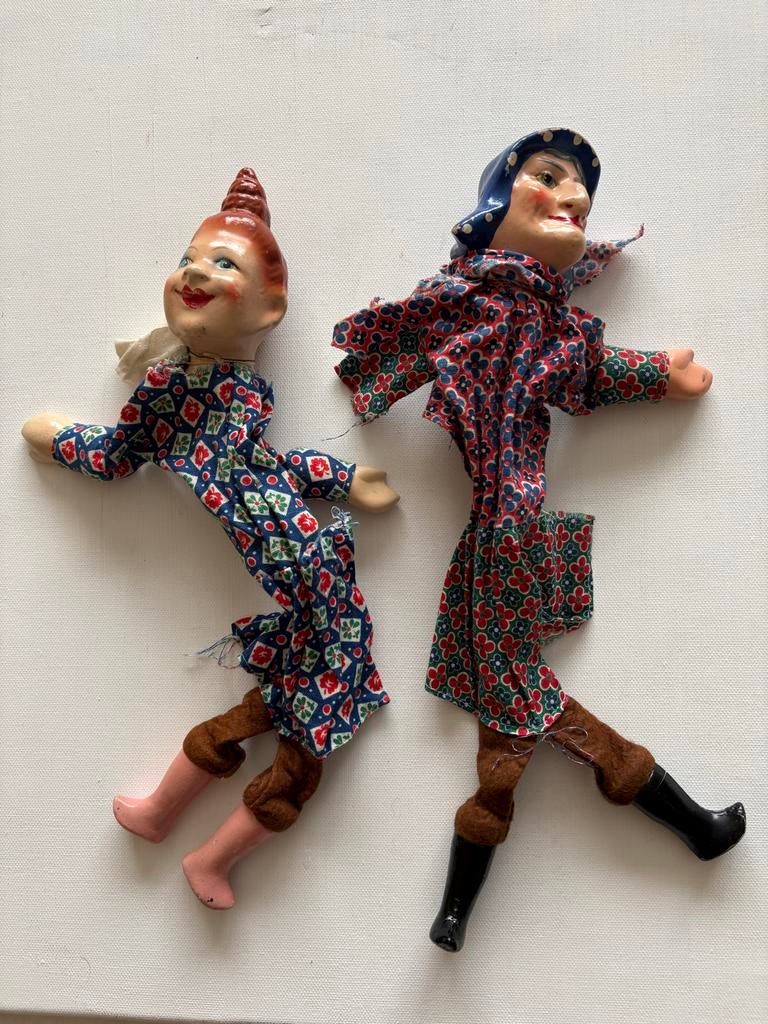 Vintage handpoppen set - Wolf, politieagent en meer, Ophalen of Verzenden, Gebruikt, Overige typen