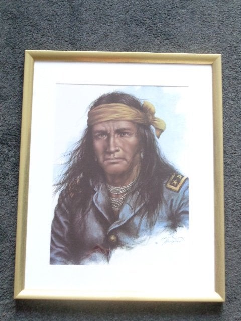 5452-25-2 : Afbeelding Indianen : Indiaanse chief 43 X53 CM, Ophalen of Verzenden, Zo goed als nieuw