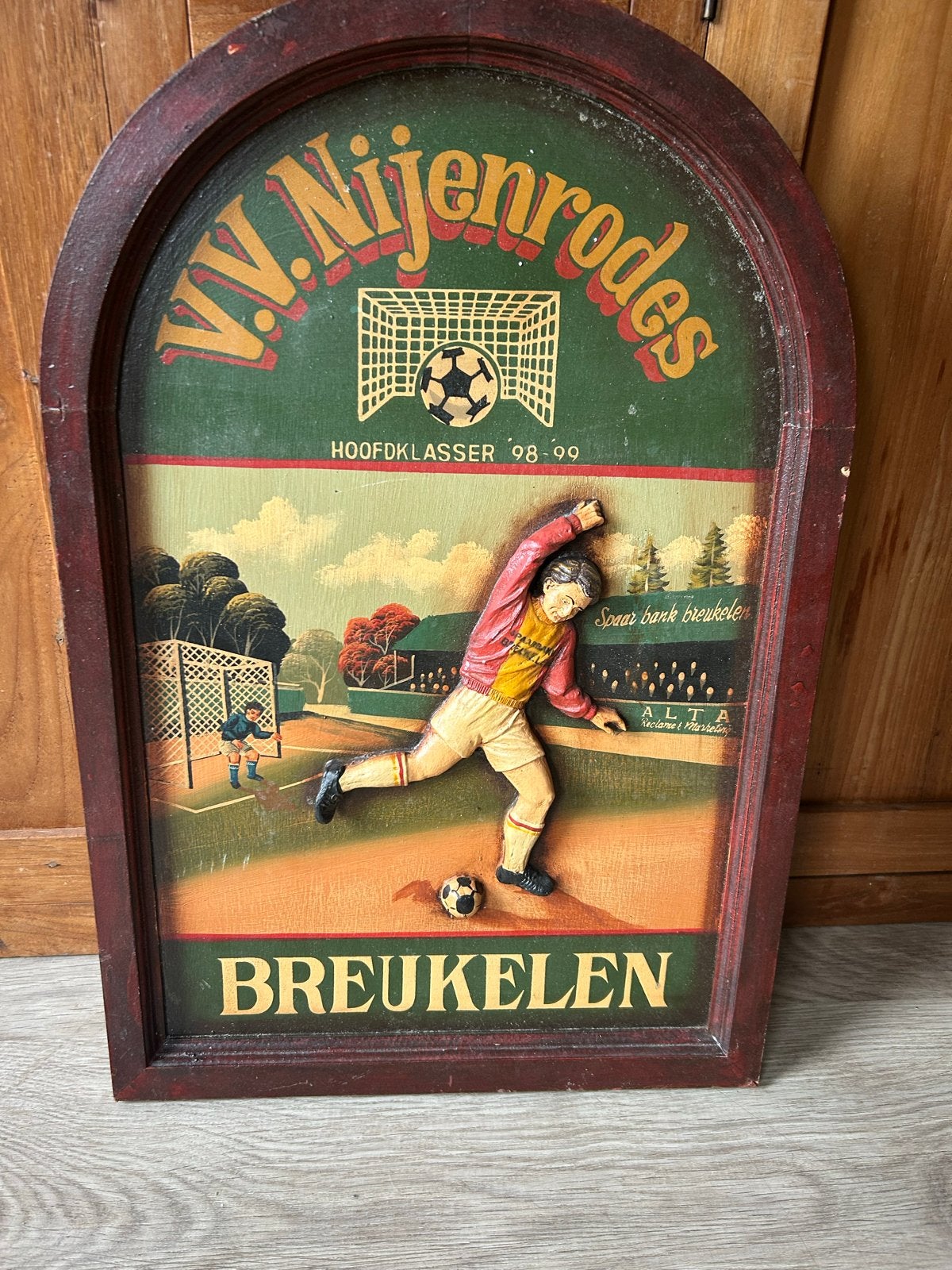 Decoratief voetbalbord V.V. Nijenrodes Breukelen '98-'99, Antiek en Kunst, Ophalen of Verzenden