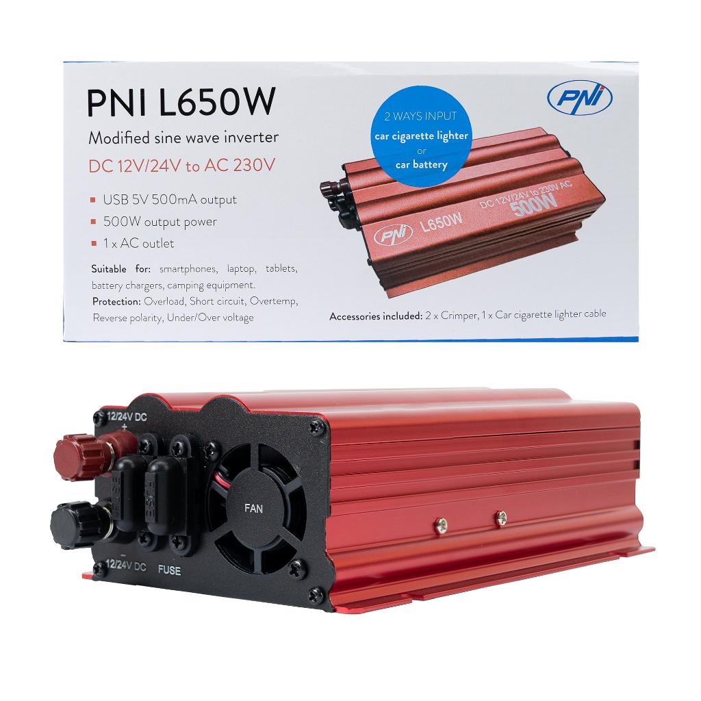 PNI L650W Omvormer van 12V/24V naar 220/230V, Ophalen of Verzenden, Nieuw