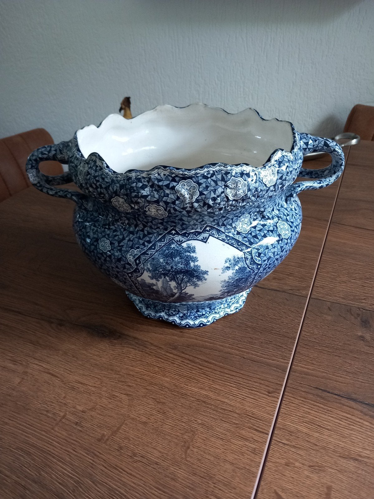 Bloempot blauw wit vileroy en boch, Antiek en Kunst, Ophalen
