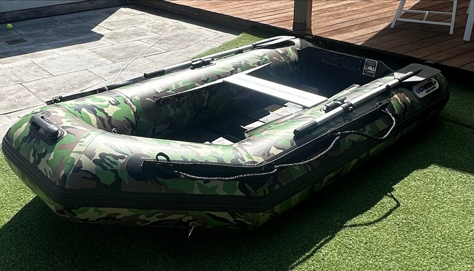 Opblaasboot Camouflage met Peddels en Houten Bodem, Gebruikt, Peddels, Overige materialen, Ophalen