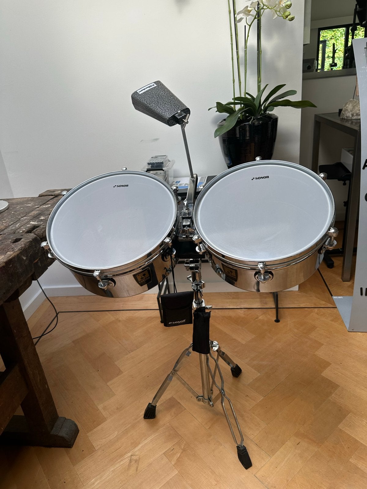 Sonor Timbales Set met Koebel en Standaard, Ophalen of Verzenden, Gebruikt, Sonor