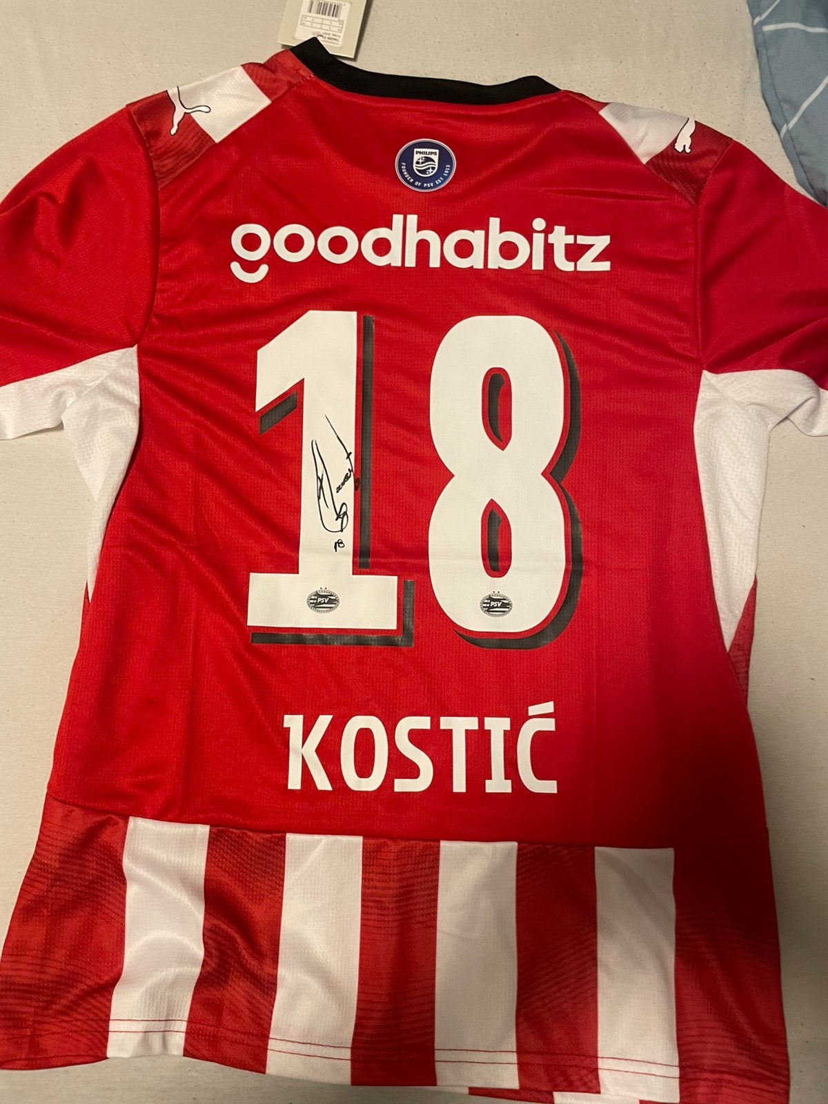 Gesigneerd PSV thuis shirt Kostic, Ophalen of Verzenden, Zo goed als nieuw, PSV, Shirt