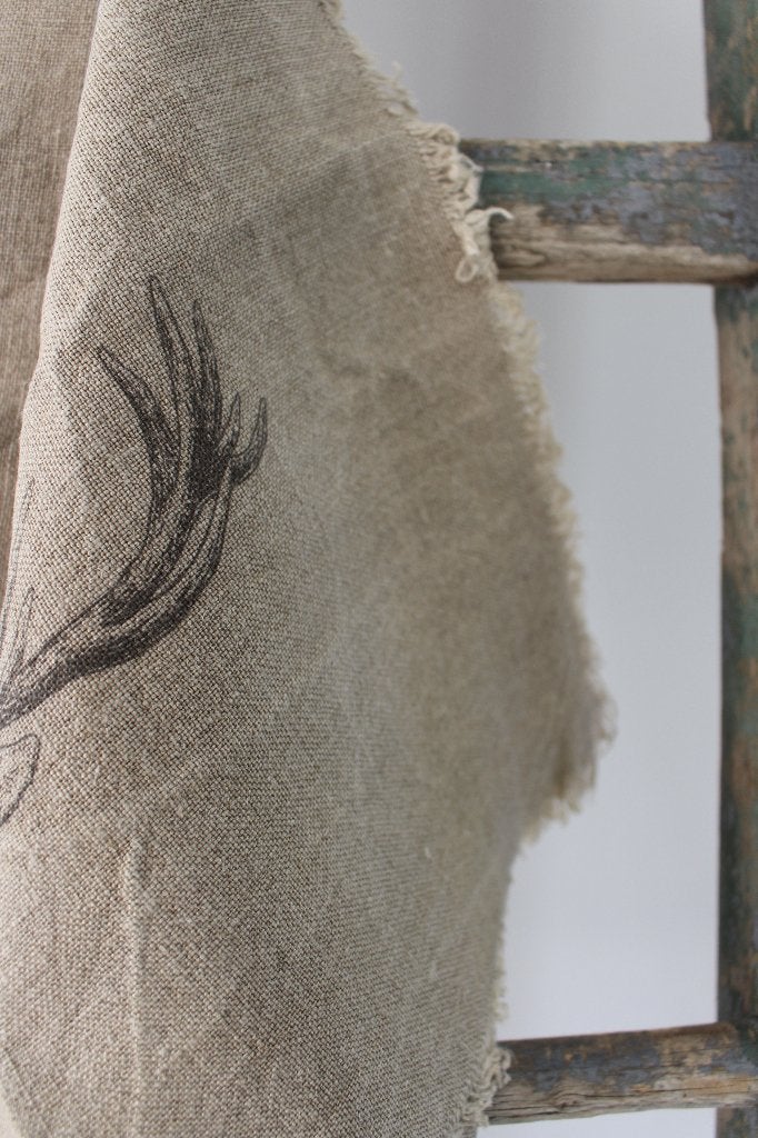 Stoere shabby linnen doek 45 x 45 cm.rendier*Pronck & Praal*, Brocante, Nieuw, Ophalen of Verzenden, Beige
