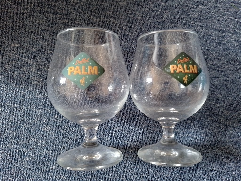 2 Dobbelpalm bierglazen, Verzamelen, Biermerken, Ophalen of Verzenden, Zo goed als nieuw, Glas of Glazen, Palm