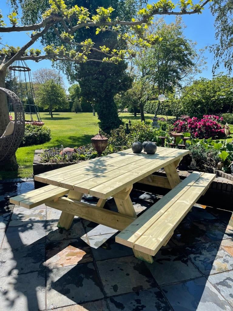 Picknickbank picknicktafel, Tuin en Terras, Ophalen, Nieuw, Rechthoekig, Hout