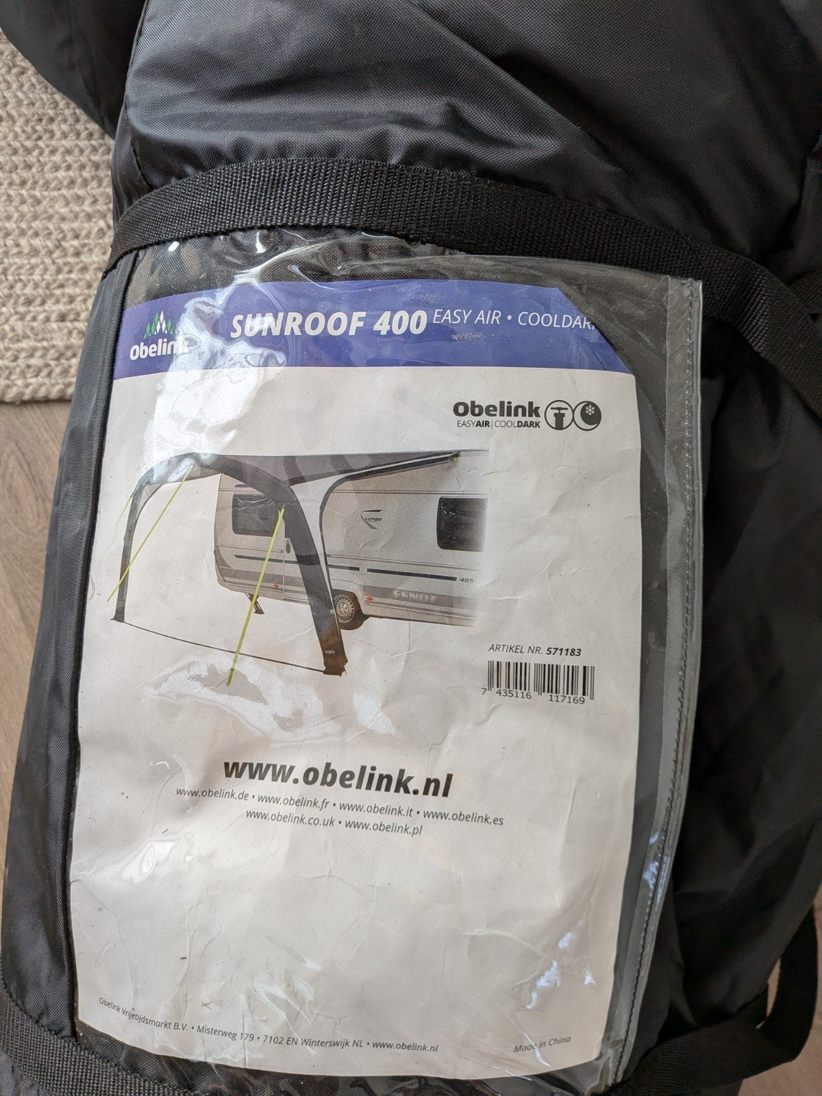 caravanluifel Obelink Easy Air CoolDark sunroof 400 met zijw, Ophalen, Zo goed als nieuw