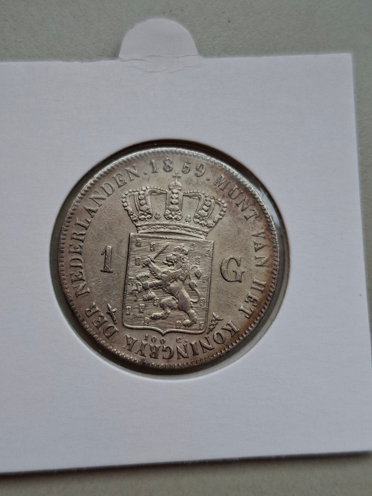 1 gulden 1859 prachtig mooi willem III 3, 1 gulden, Koning Willem III, Zilver, Ophalen of Verzenden