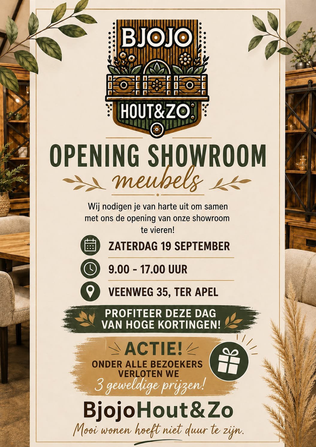 Opening nieuwe meubelshowroom Ter Apel 19 september, Ophalen, Nieuw