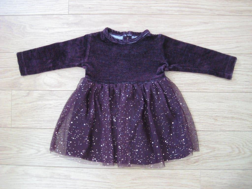 Prenatal feestjurk maat 62 paars met gouden glitters ZGAN, Meisje, Jurkje of Rokje, Ophalen of Verzenden, Zo goed als nieuw