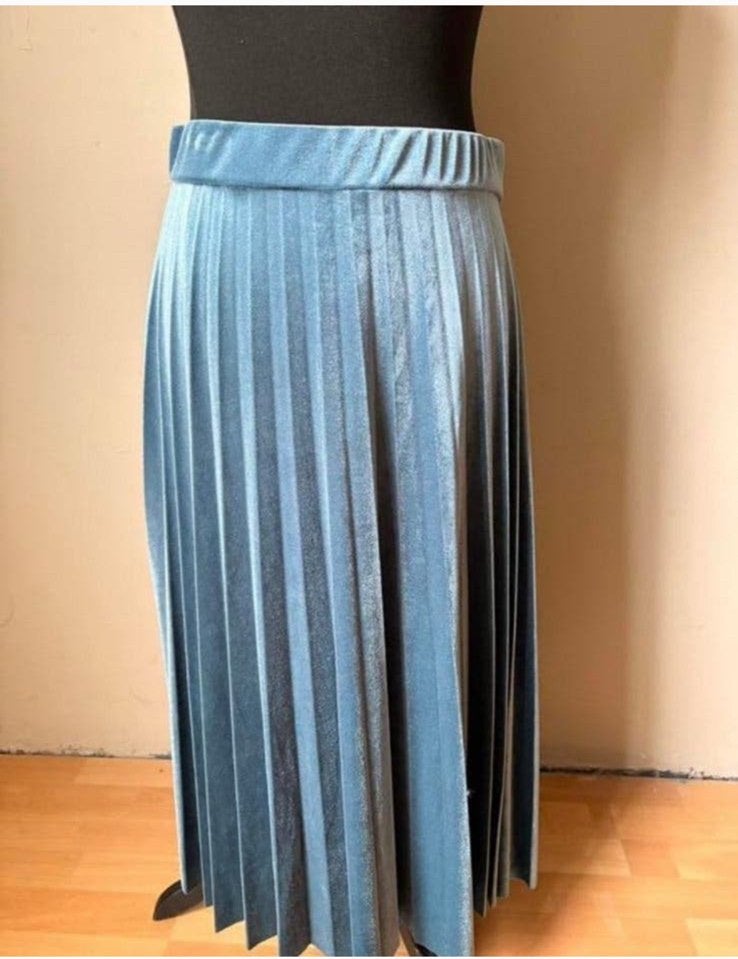 Scapa Flow mooie lange velvet blauwe plisse rok mt 42 ZGAN, Blauw, Maat 42/44 (L), Ophalen of Verzenden, Zo goed als nieuw