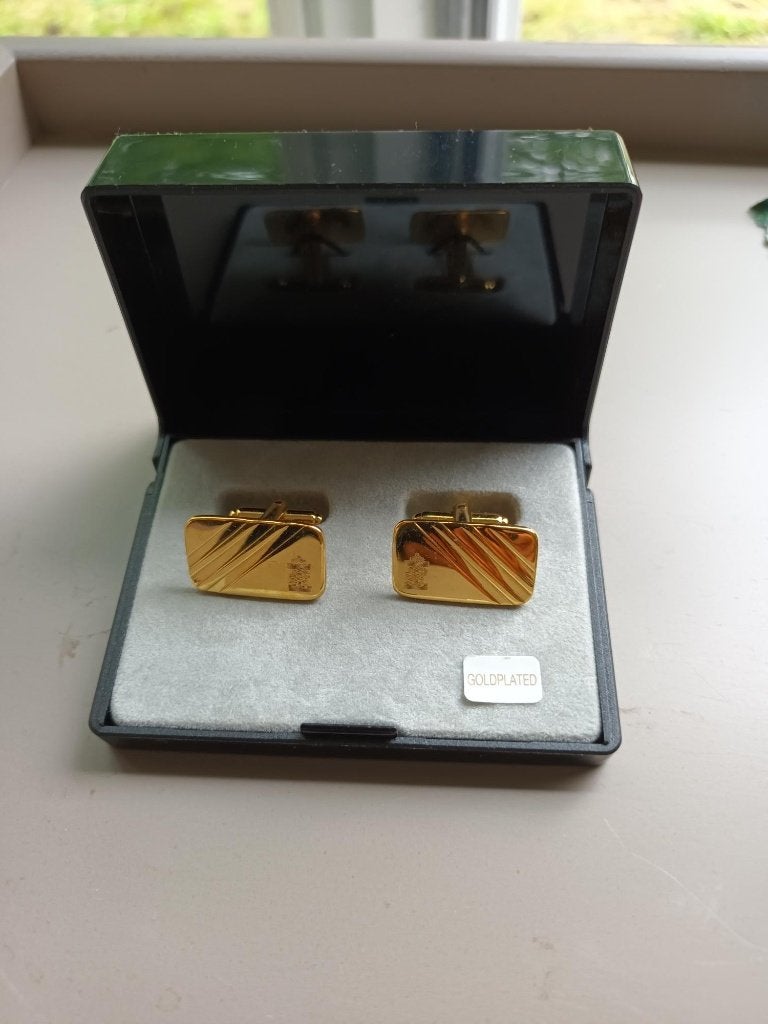 Vergulde manchetknopen Koninklijke Landmacht, Verzamelen, Ophalen of Verzenden, Landmacht, Nederland, Embleem of Badge