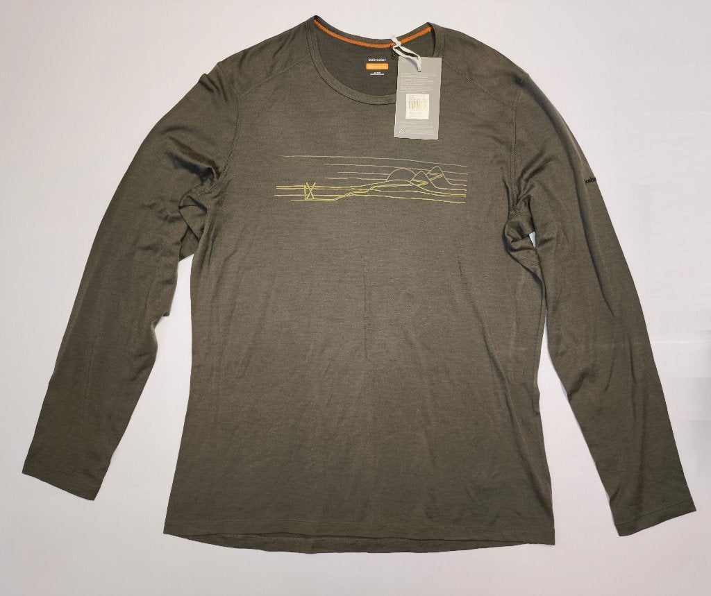 Icebreaker men 200 oasis LS crewe ski stripes maat XL, Verzenden, ICEBREAKER, Groen, Maat 56/58 (XL)