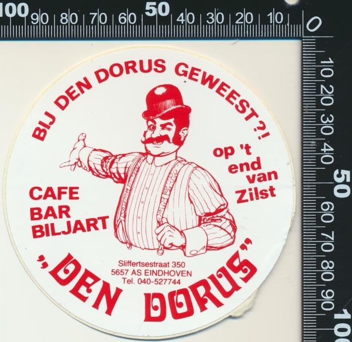 Sticker: Cafe Bar Biljart Den Doris - Eindhoven, Ophalen of Verzenden, Zo goed als nieuw, Bedrijf of Vereniging