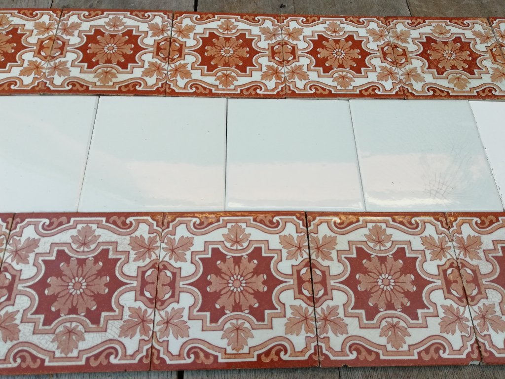 180cm antieke wandtegels, roodbruine randtegel 15x15, Antiek en Kunst, Ophalen of Verzenden
