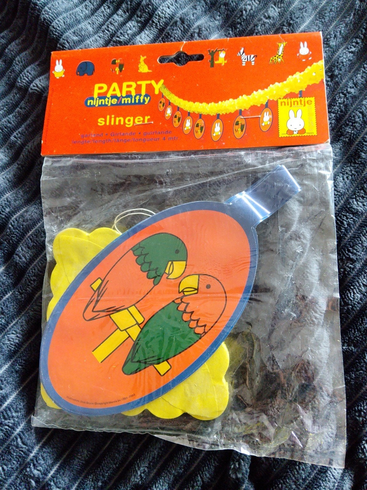 Vintage. Nijntje Miffy Feest Slinger - 4 meter, Ophalen of Verzenden, Nieuw, Versiering, Verjaardag