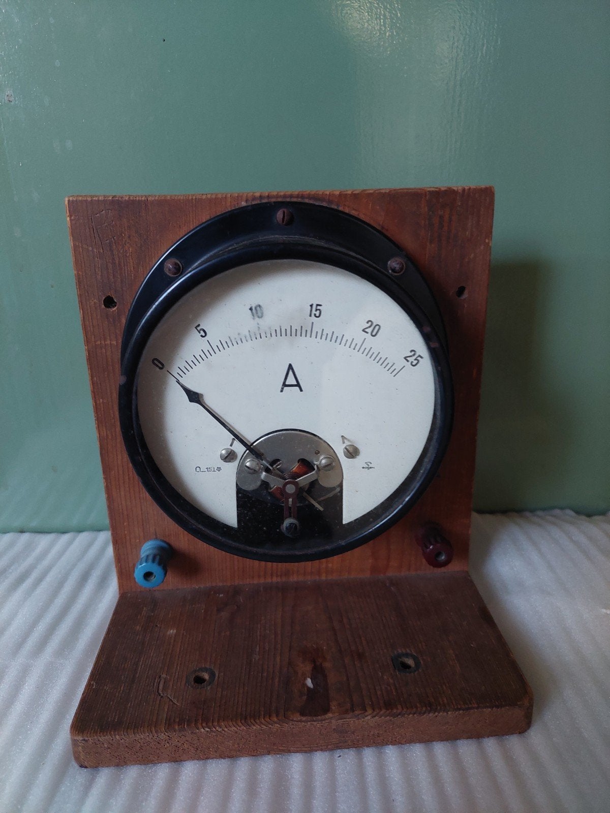 Vintage Amperemeter op Houten Voet - Niet Getest, Ophalen of Verzenden
