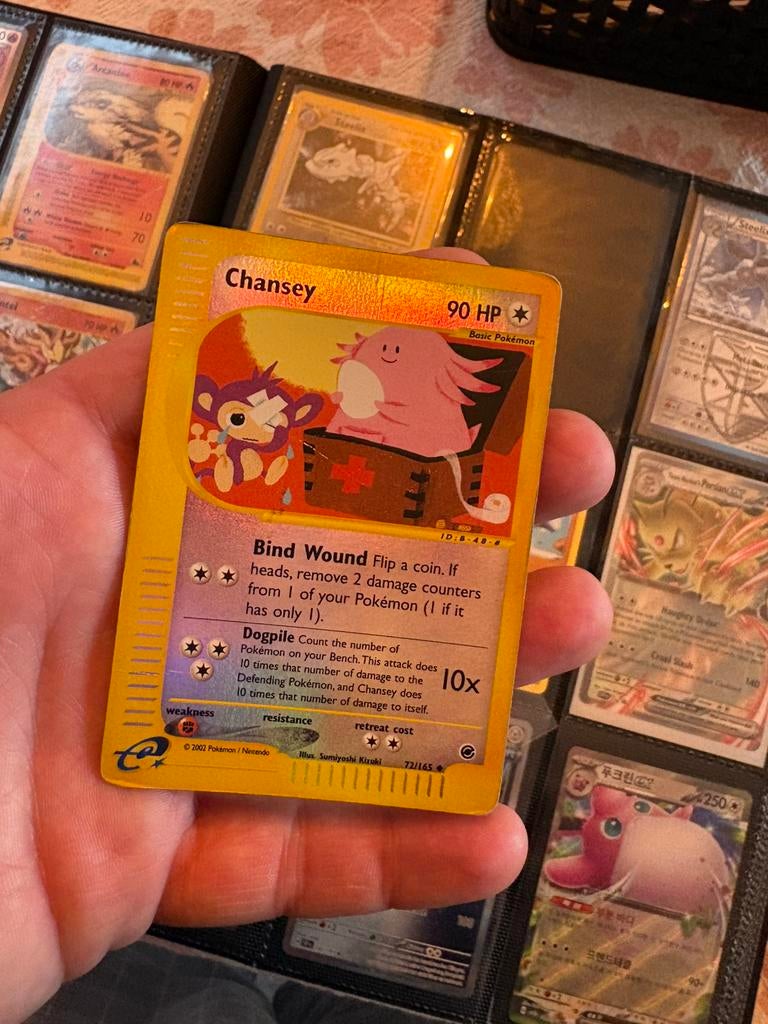 Chansey reverse holo, Ophalen of Verzenden, Zo goed als nieuw, Meerdere kaarten, Foil