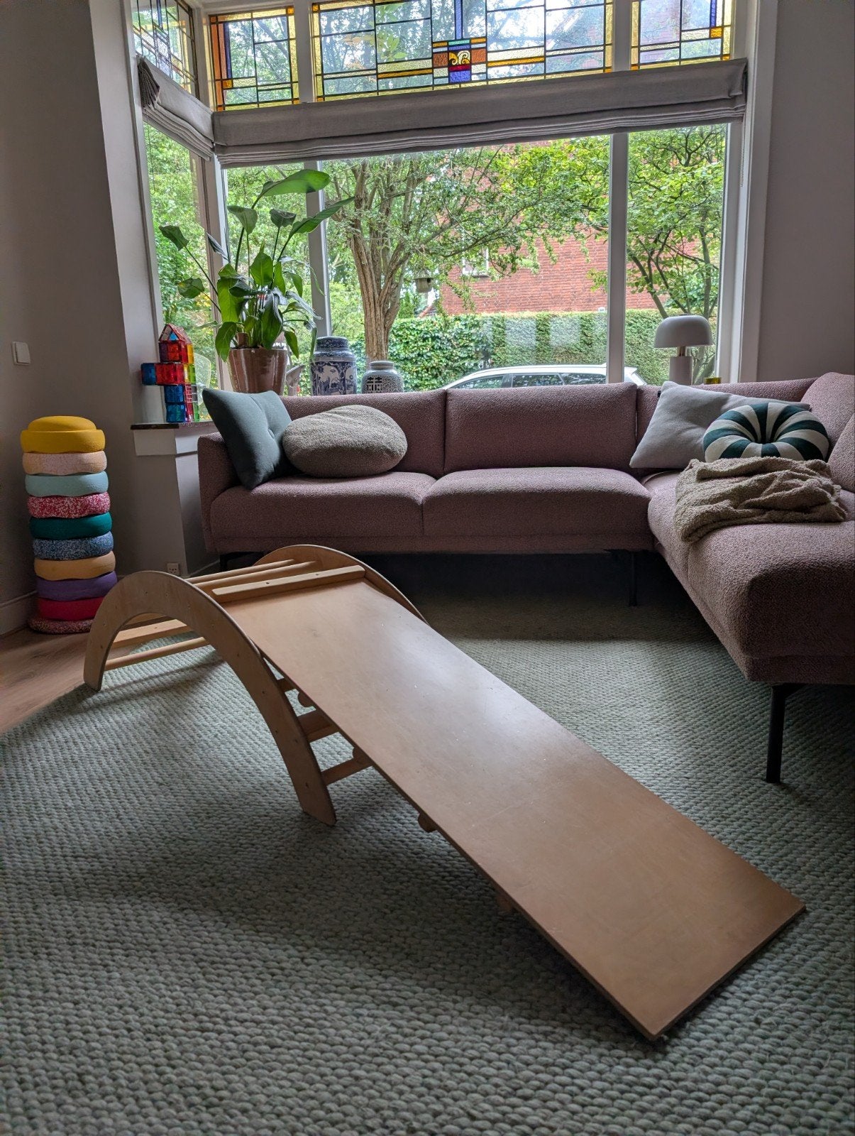 Houten klimrek met plank - 120x40 cm, Kinderen en Baby's, Ophalen, Gebruikt, Klimwand