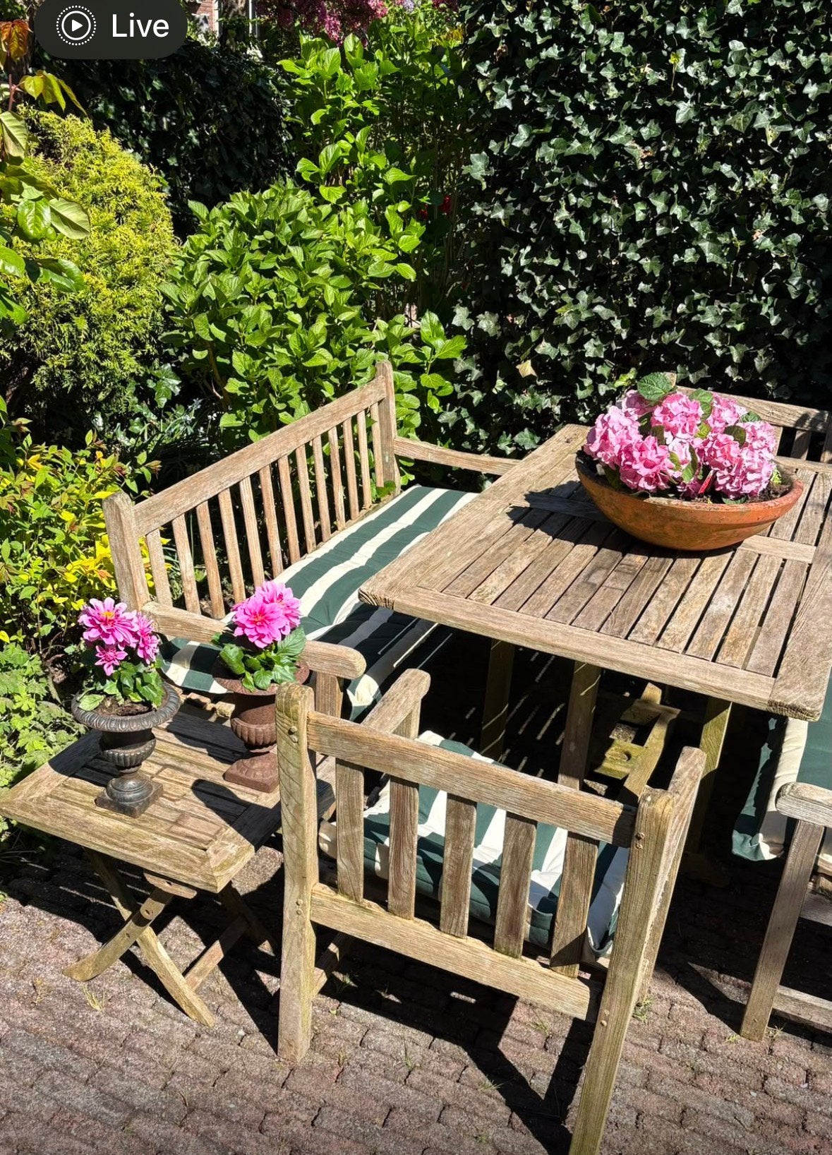 Houten tuinset opknappertje, Ophalen, Gebruikt, Hout, Bank