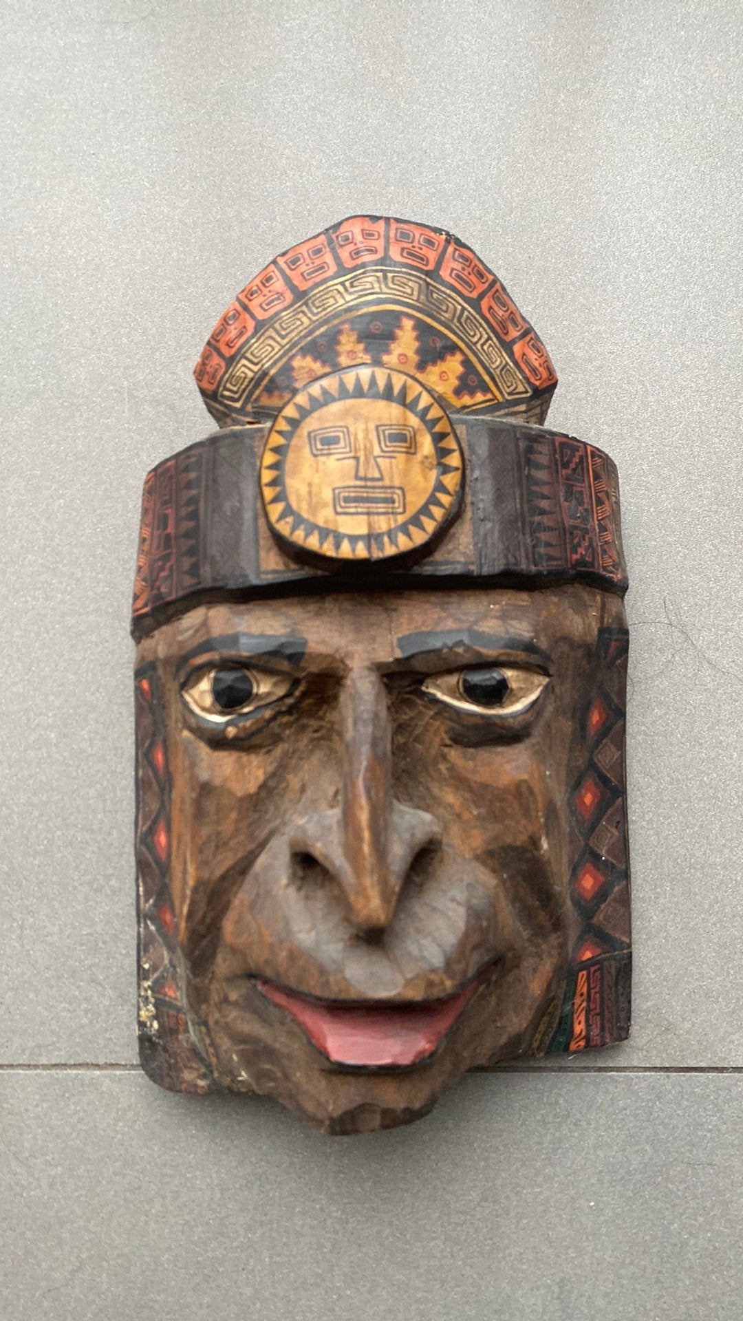 Masker Inca indianen zuid amerika, Antiek en Kunst, Hout, Masker, Ophalen of Verzenden, 30 cm