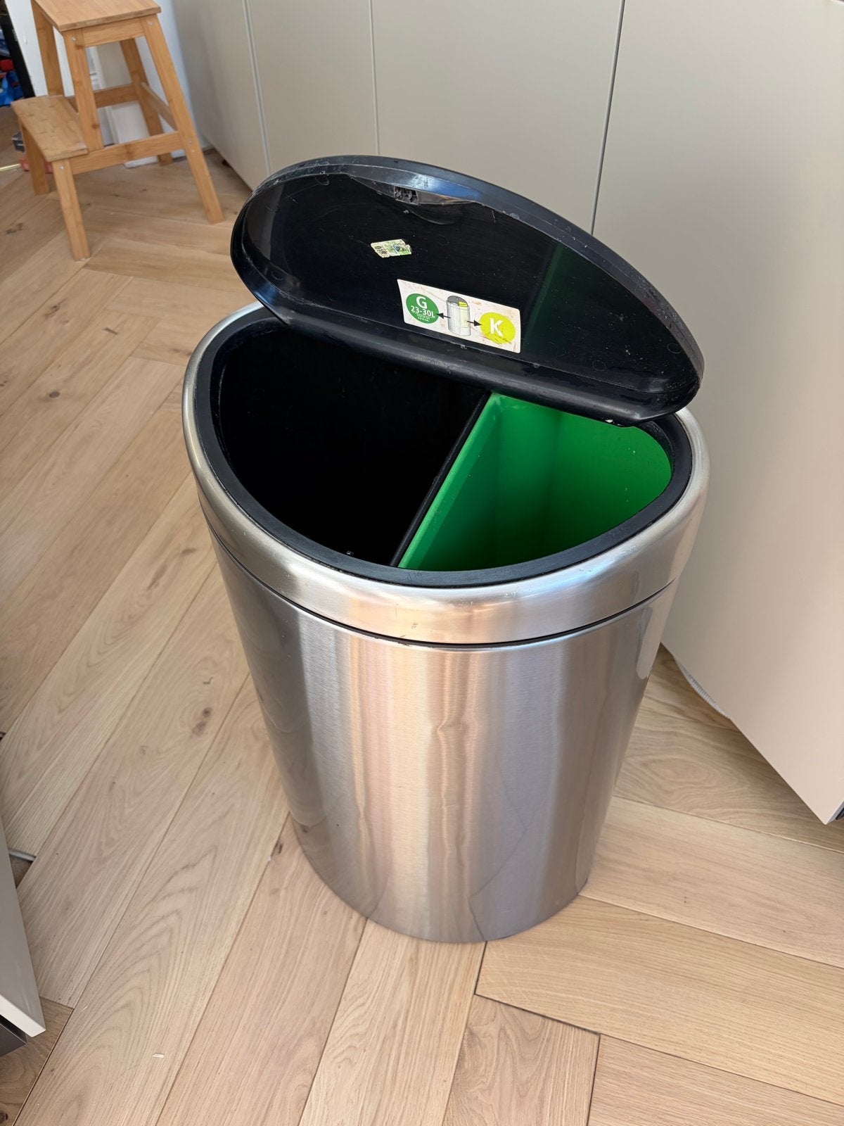 Brabantia Touch Bin 23l+10l - RVS Prullenbak, Ophalen, 50 – 75, Gebruikt, Rvs