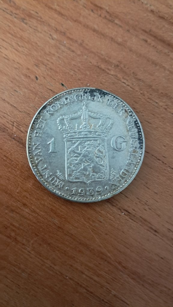 .gulden uit 1939 afbeelding Kon Wilhelmina, Postzegels en Munten, Munten | Nederland, 1 gulden, Zilver, Ophalen of Verzenden, Koningin Wilhelmina