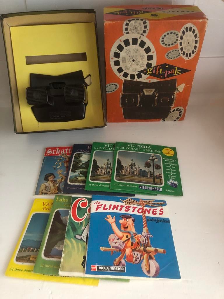 Vintage Bakelieten View-Master Giftset met Schijfjes, Ophalen of Verzenden, Zo goed als nieuw