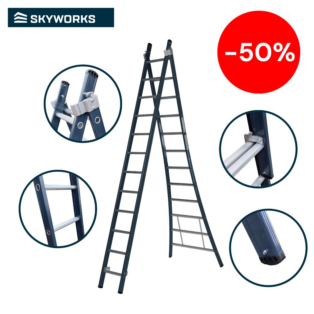 Skyworks Ladder Reform Premium 2x12, Doe-het-zelf en Verbouw, Ladders en Trappen, Ophalen, Gebruikt, Ladder, Opvouwbaar of Inschuifbaar