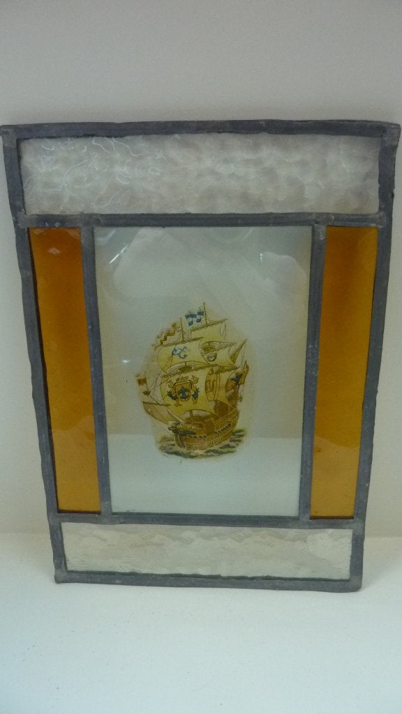 oud glas in lood deur raampje, Ophalen of Verzenden