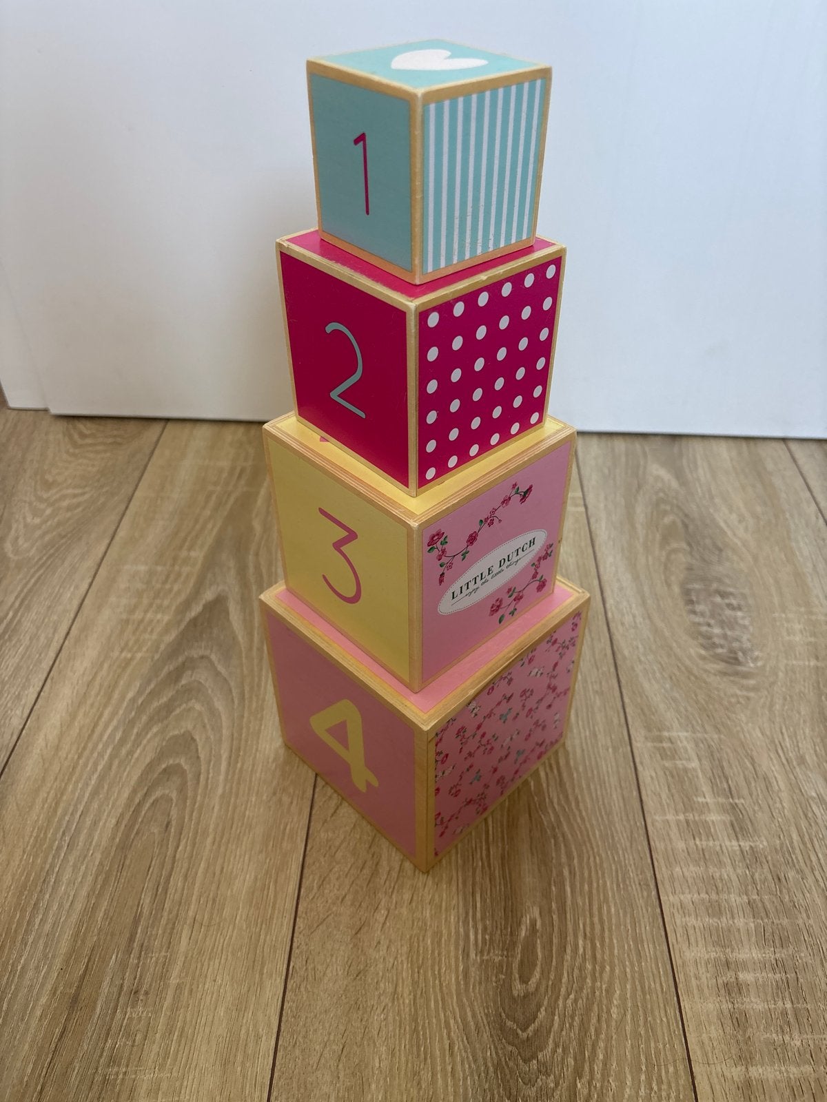 Little Dutch Stapelblokken Roze/Mint met Nummers, Ophalen, Gebruikt, Overige merken