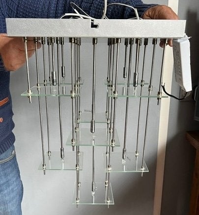 Aparte hanglamp, Huis en Inrichting, Lampen | Hanglampen, Ophalen, Zo goed als nieuw, Glas
