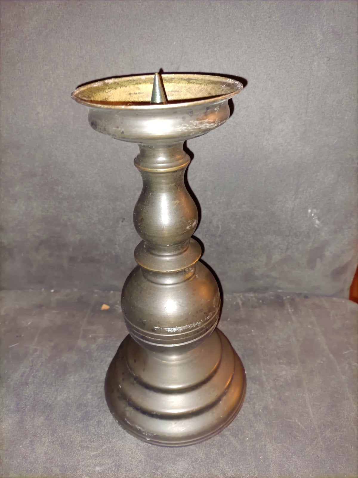 Oude kandelaar redelijk gewicht koper/ messing brocante, Ophalen of Verzenden