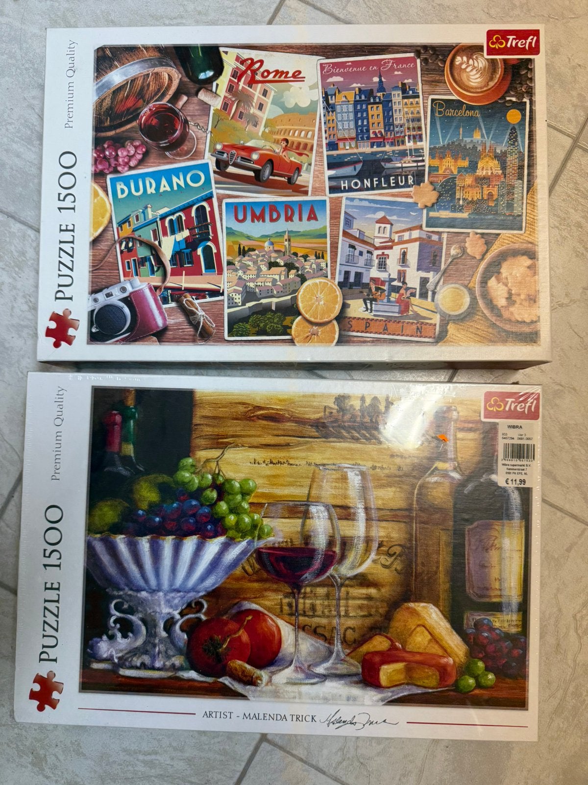 2 puzzels van 1500 stukjes, Ophalen of Verzenden, 500 t/m 1500 stukjes, Zo goed als nieuw