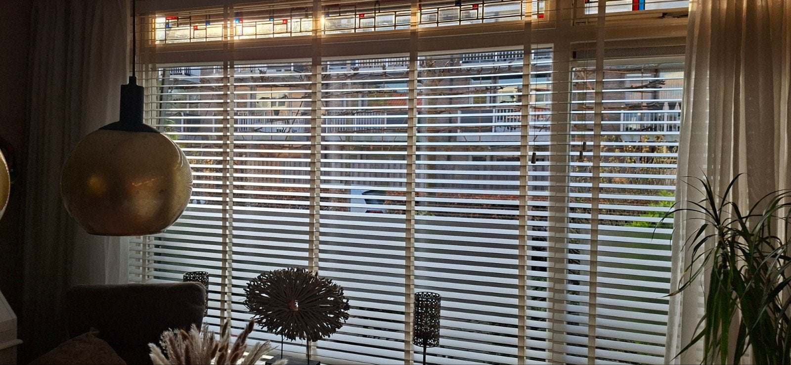 houten jalouzie 50mm ladderband 226.5x182 nieuw, Nieuw, Crème, Ophalen, 226 cm