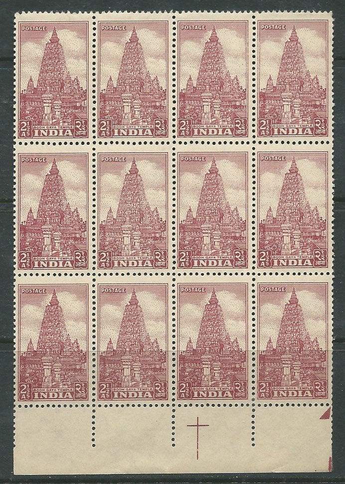 INDIA 1951 12x 2 1/2a. bruin-lila Tempel, Michel: 216, Pfris, Verzenden, Postfris, Zuid-Azië