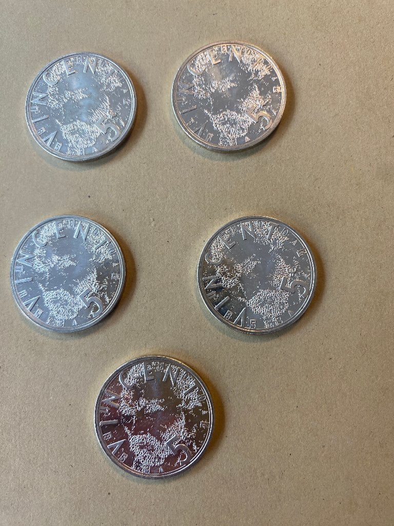 5x 5 Euro Zilveren  NL Herdenk.munt UNC – van Gogh – Beatrix, Setje, Koningin Beatrix, Zilver, Euro's