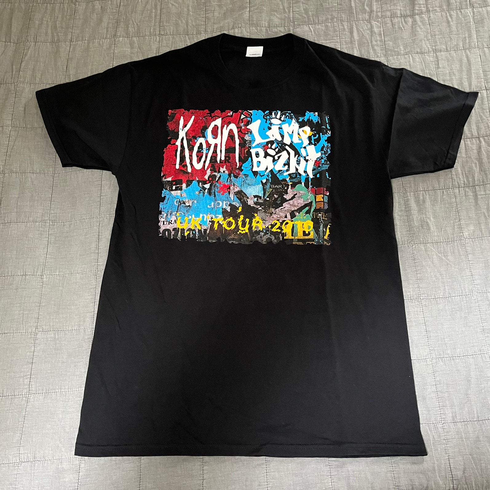 Ongedragen Korn Limp Bizkit UK Tour 2016 T-shirt Maat M, Ophalen of Verzenden, Zo goed als nieuw, Maat 48/50 (M), Zwart
