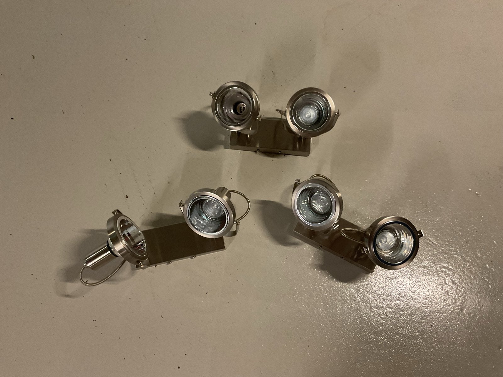 3 stuks duo spots met lampen, Ophalen, Gebruikt, GU10, Halogeenlamp