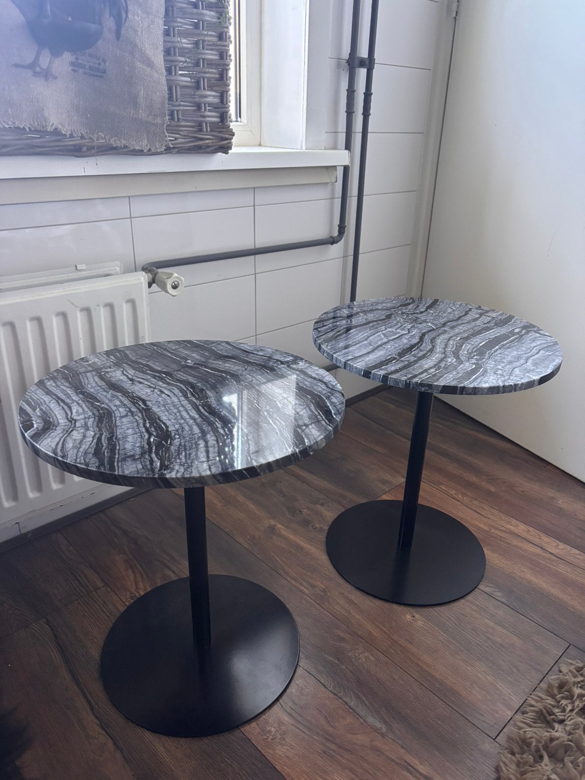 2 bijzettafels, Minder dan 55 cm, Rond, Zo goed als nieuw, Ophalen