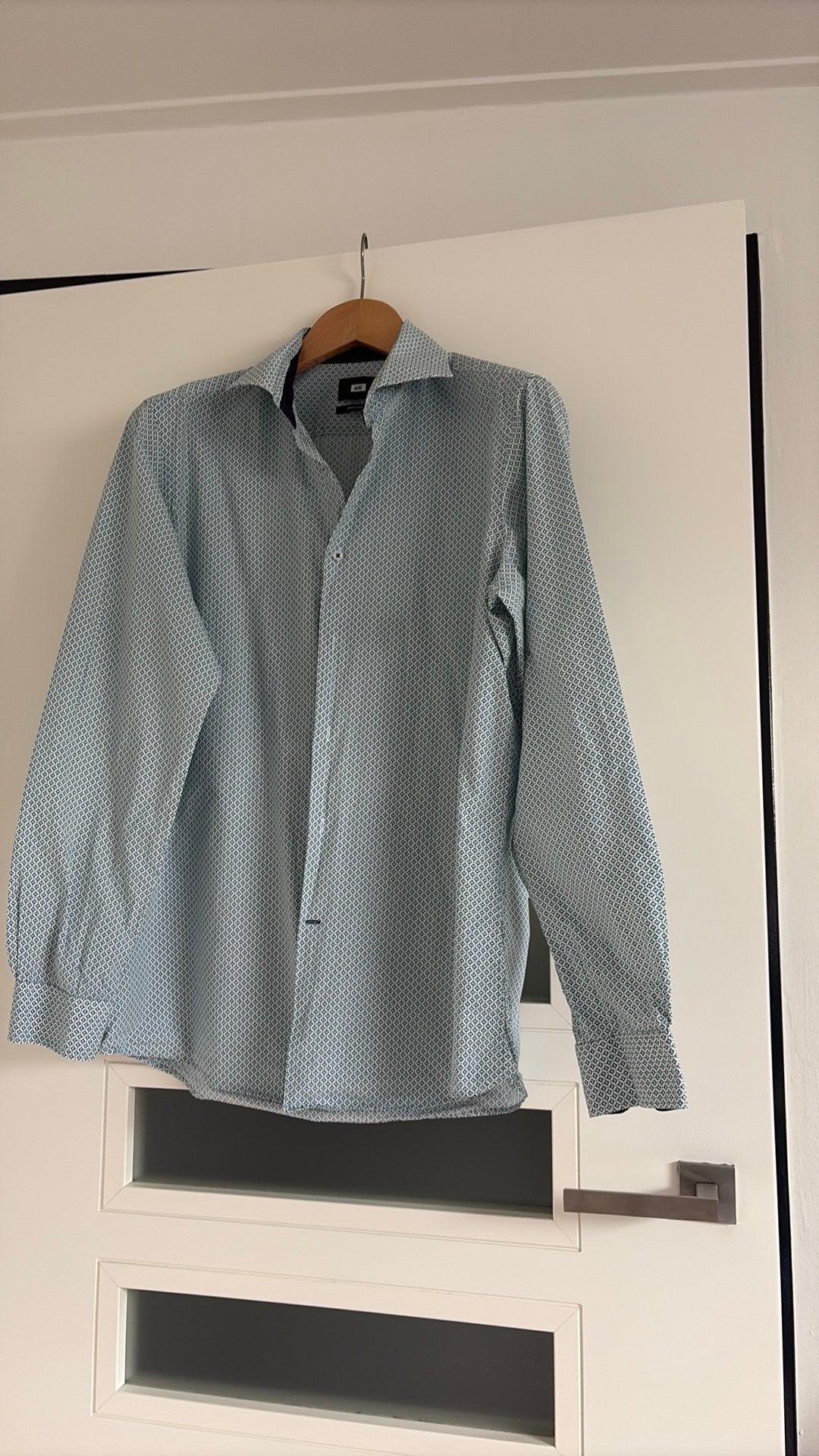 WE overhemd maat 43 met zomers dessin, Ophalen of Verzenden, Zo goed als nieuw, Blauw, Halswijdte 43/44 (XL)