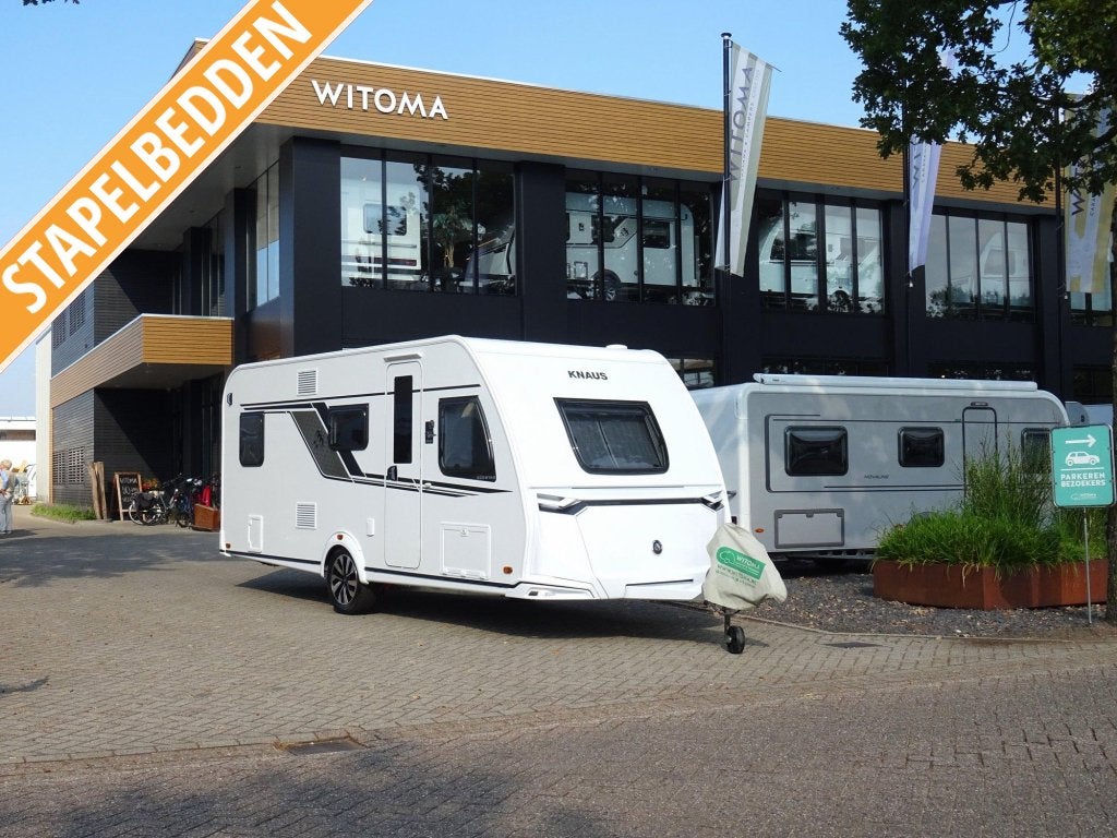 Knaus Sudwind Black Selection 500 QDK 50j witoma actiepakket, Bedrijf, Treinzit, Dwarsbed, 5 tot 6 meter