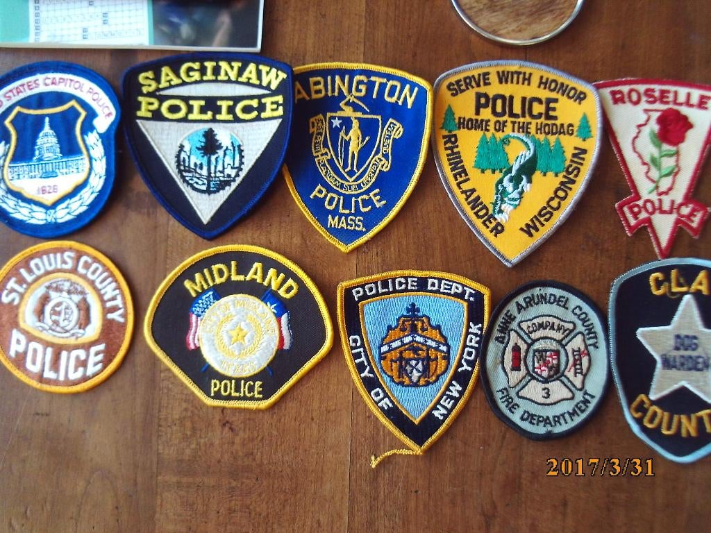 Deel 3: emblemen Amerika politie USA embleem diverse 10 stuk, Ophalen of Verzenden, Overige soorten, Amerika, Embleem of Badge