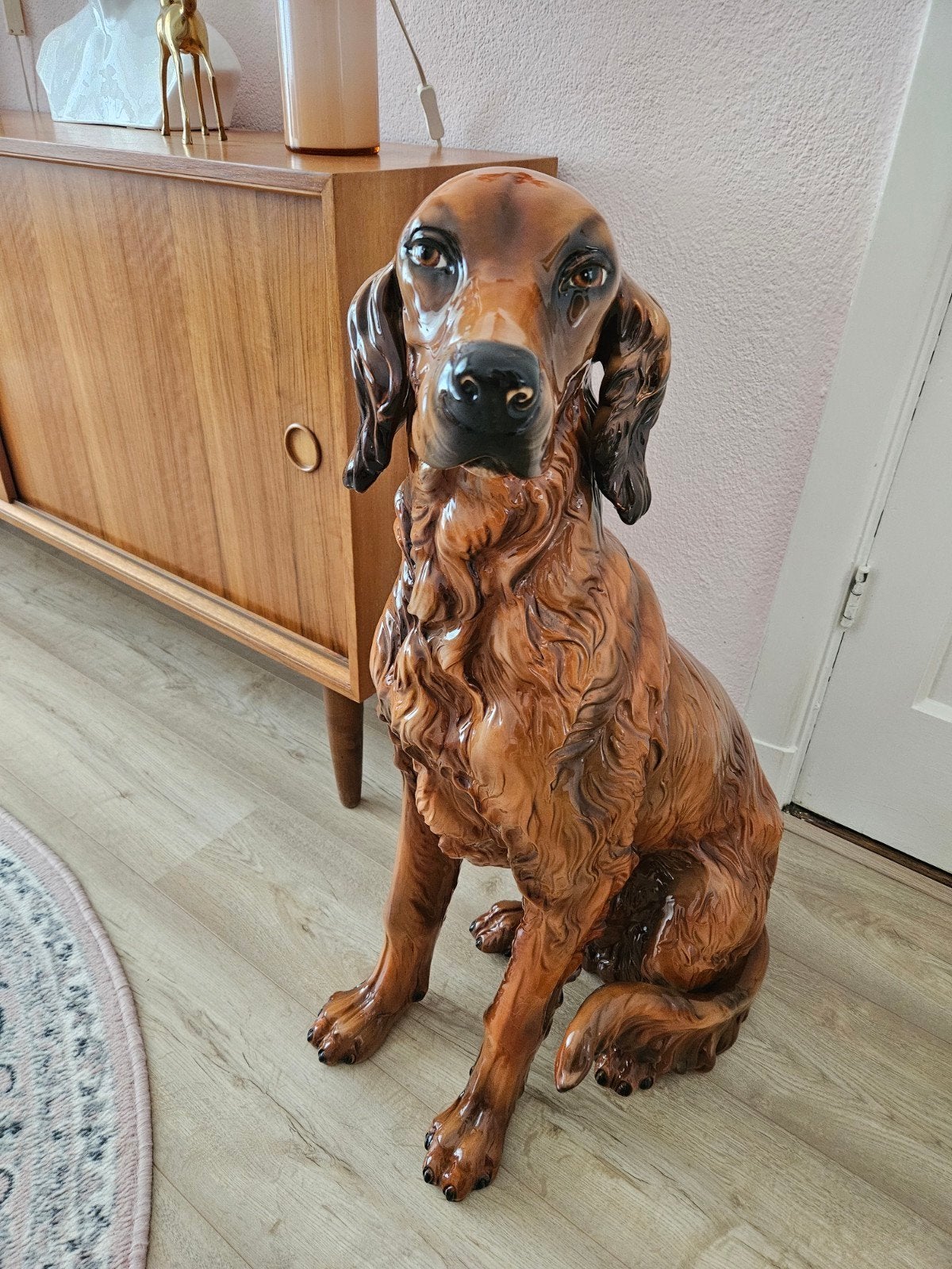 Vintage XL Made in Italy keramiek hond Ierse Setter 82 cm, Antiek en Kunst, Kunst | Designobjecten, Ophalen, 82 cm, Handgemaakt